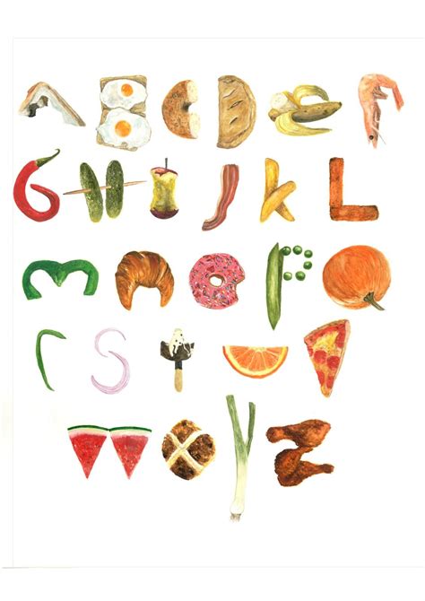 Image result for food in shapes of alphabet drawing | Food typography ...