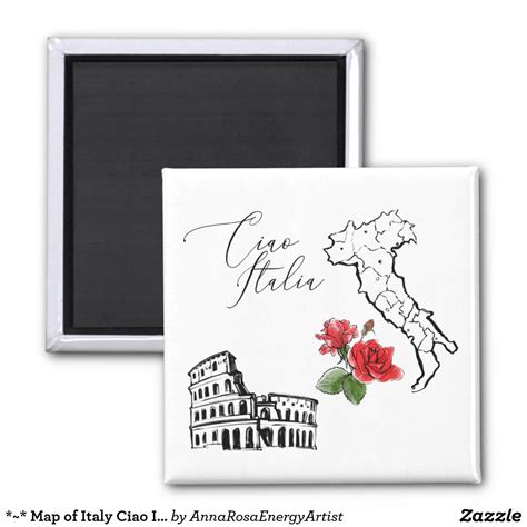 Map of Italy Ciao Italia Italian Language Magnet Map Design, Free ...