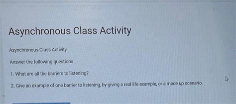 Asynchronous Class Activity Asynchronous Class | Chegg.com