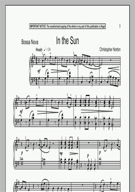 In The Sun Piano Sheet Music | OnlinePianist