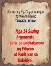 2.2-Ikalawang-Bahagi-Tanggol-Wika-sa-Filipino-14-Argumento.pptx - Alyansa ng Mga Tagapagtanggol ...