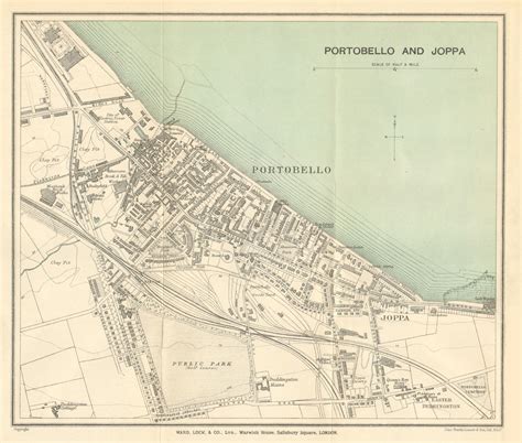 PORTOBELLO AND JOPPA vintage town/city plan. Scotland. WARD LOCK 1921 ...