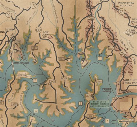 Table Rock Lake Map Classic Style - Gallup Map