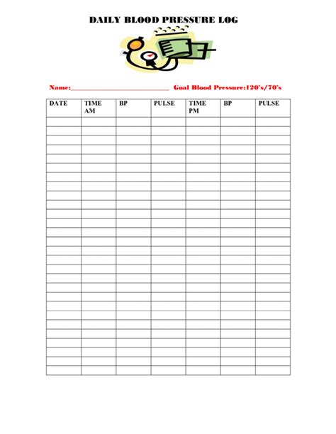 2019 Blood Pressure Log Chart - Fillable, Printable Pdf & Forms - Free Printable Vital Sign ...