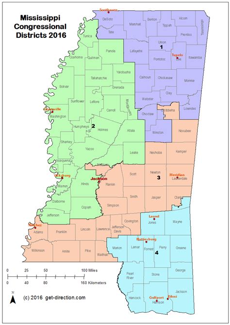 Map of Mississippi Congressional Districts 2016