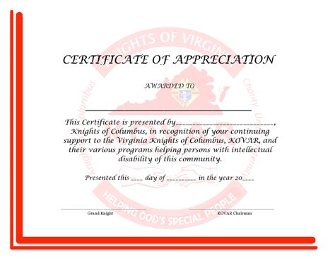 Sample Wording For Certificate Of Appreciation