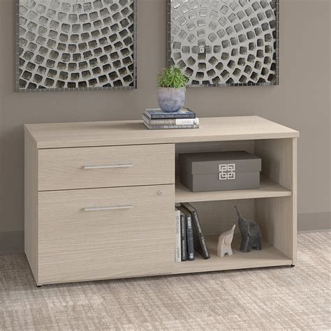 Office 500 Low Storage Cabinet with Drawers in Sand Oak - Engineered ...