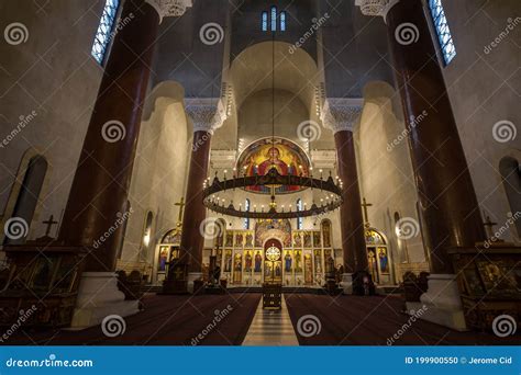 Interior Church of Saint Mark, Also Called Crkva Svetog Marka, with Altar and Golden Icons ...