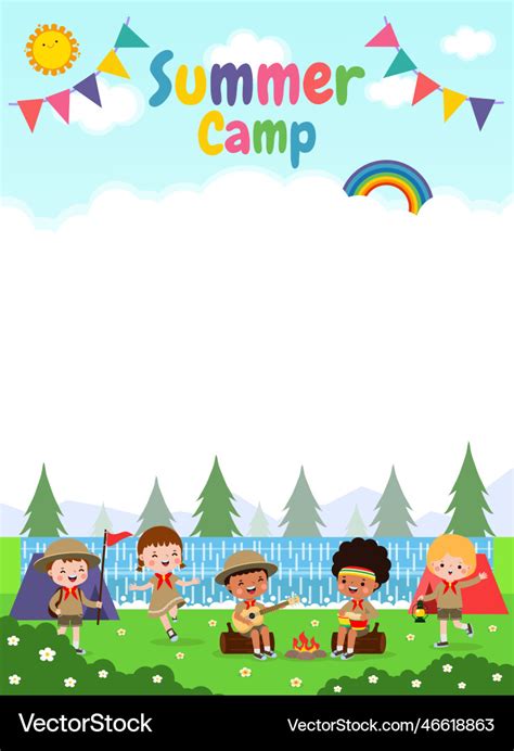 Kids summer camp background education banner Vector Image