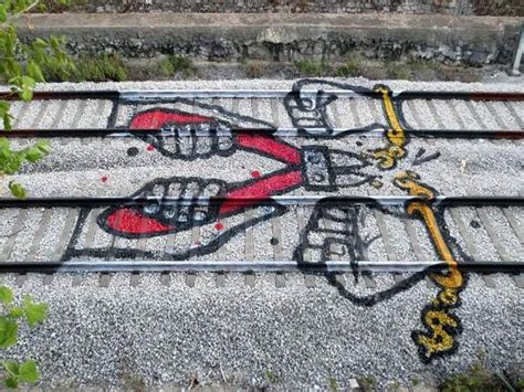 Train Tracks Graffiti Art by Portuguese Artist Artur Bordalo