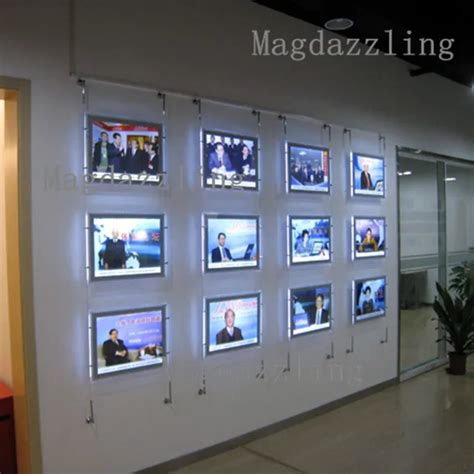 A4 Single Sided Acrylic Frame LED Wall Hanging Display Systems,Real Estate Agent LED Window ...