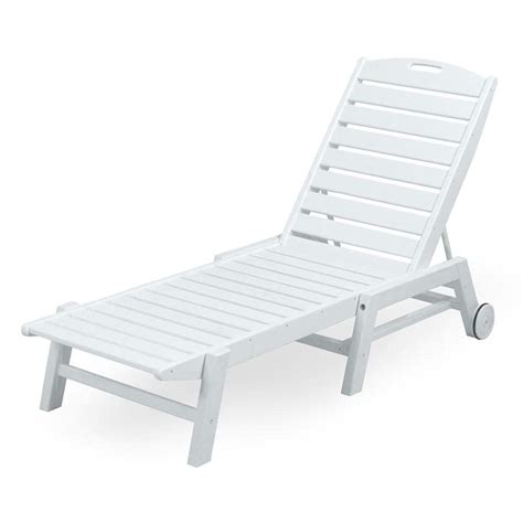 Shop POLYWOOD Nautical White Plastic Stackable Patio Chaise Lounge Chair at Lowes.com