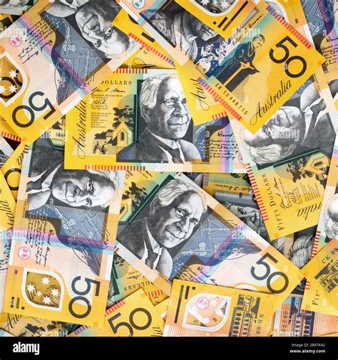 Australian money background. Fifty dollar notes, top view Stock Photo - Alamy