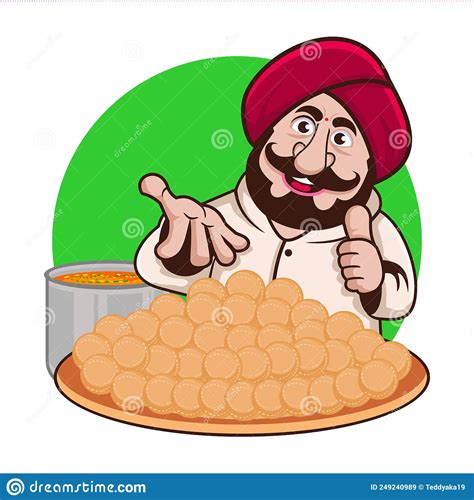 The Seller of Pani Puri, One of the Specialties of India Stock Vector ...