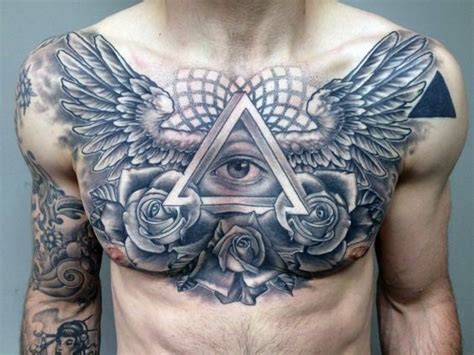 Top 39 Wing Chest Tattoo Ideas - [2021 Inspiration Guide] | Cool chest ...