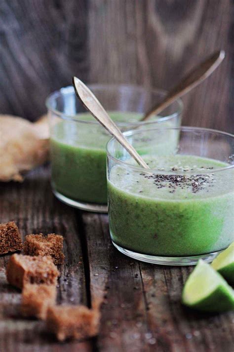 Ginger Avocado Cold Soup with Buckwheat Croutons - Detox DIY