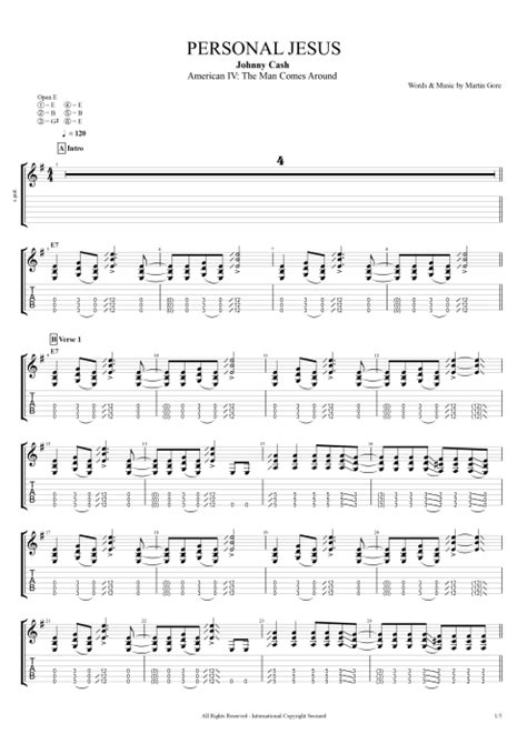 Personal Jesus Tab by Johnny Cash (Guitar Pro) - Full Score | mySongBook