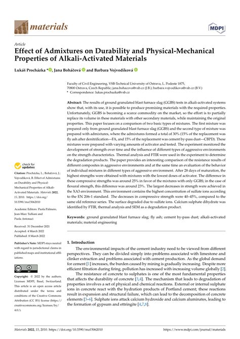 (PDF) Effect of Admixtures on Durability and Physical-Mechanical ...