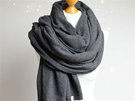 LARGE oversized WOOL scarf, gray wool scarf for women, scarf wrap for ...