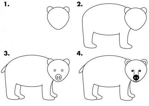 how to draw a black bear for kids | draw_bear | Polar bear drawing ...