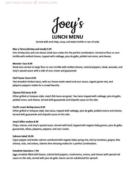 Online Menu of Joey’s Restaurant, Provo, Utah, 84601 - Zmenu