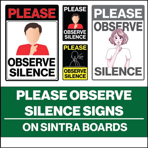 Please Observe Silence, Quiet Please Waterproof Signs, Signage for Household and Business Use ...