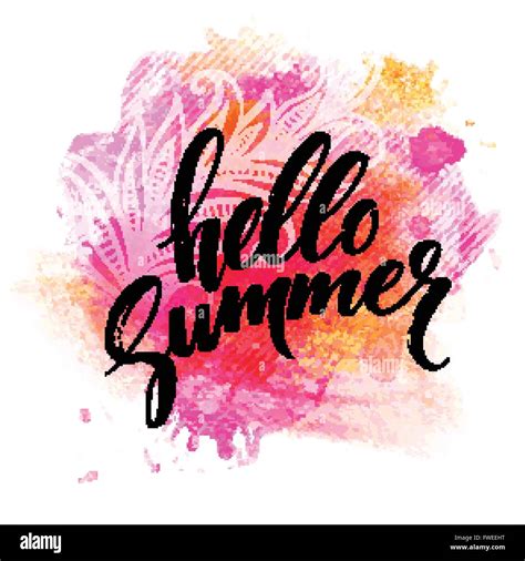 Summer Watercolor Design. Summer Typography Lettering. Vector ...