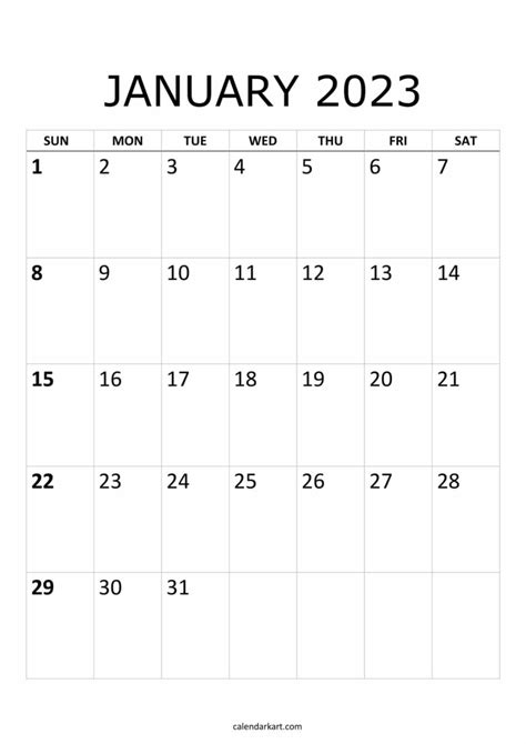 Free Printable January 2023 Calendar - 6 Pages - | Free printable ...