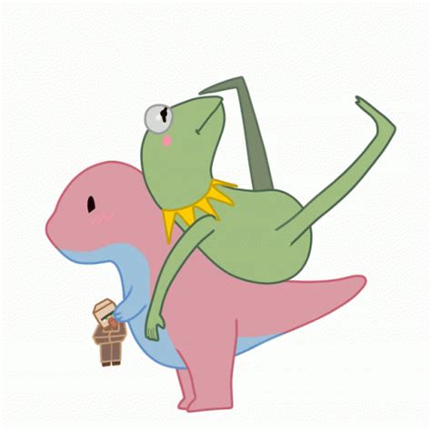 Dinosaur Kermit Sticker - Dinosaur Kermit - Discover & Share GIFs