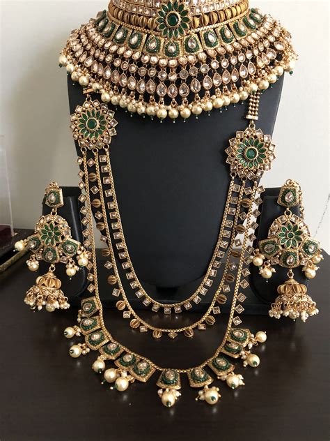 Green Kundan Bridal Set -Rent | Indian fashion jewelry in usa