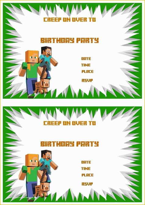 Free Printable Minecraft Birthday Party Invitations Templates Of Free ...