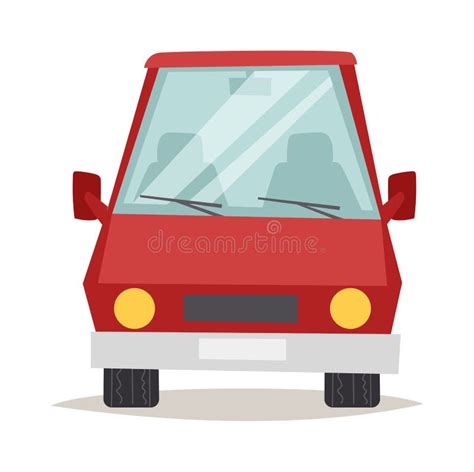 Red Cartoon Car Front View Design Flat Vector Illustration Stock Vector - Illustration of ...