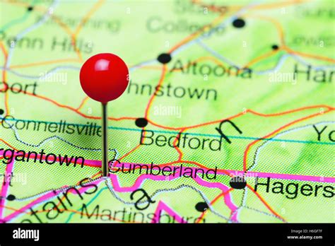 Cumberland pinned on a map of Maryland, USA Stock Photo - Alamy