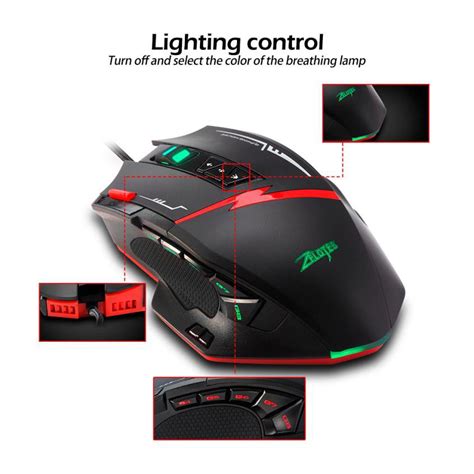 Zelotes C15 Gaming Mouse 7000 DPI 13 Programmable Buttons Weight Tuning ...