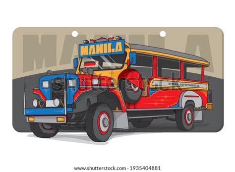 Philippine Manila Icons Jeepney Transportation Stock Vector (Royalty ...