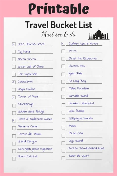 Travel Bucket Lists Printable Travel Planners Travel - Etsy | Daily ...