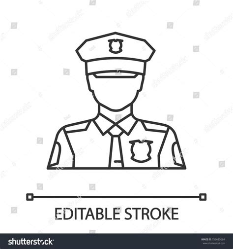 Policeman linear icon. Police officer. Thin line illustration. Contour ...