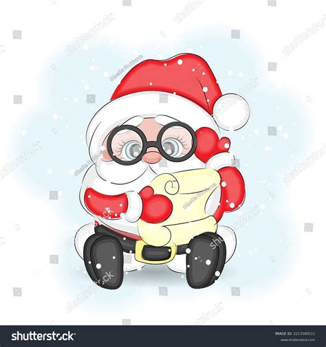 Cute Cartoon Santa Claus Glasses Reading Stock Vector (Royalty Free ...