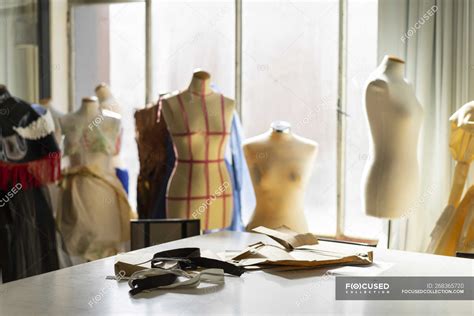Dressmaker's models in fashion designer's studio — Color Image, textile - Stock Photo | #268365720
