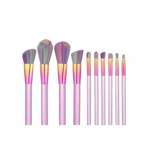 Newest 10PCS Makeup brushes Set Light Pink Transparent Handles with ...