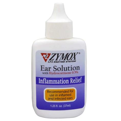 Zymox Otic Ear Treatment Dog Cat Pet Solution with Hydrocortisone 1.25 ...