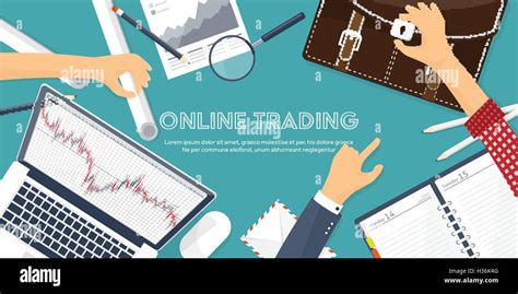 Vector illustration. Flat background. Market trade. Trading platform ...