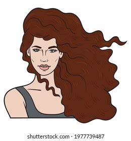 Comic Woman Curly Brown Hair Waving Stock Vector (Royalty Free) 1977739487 | Shutterstock