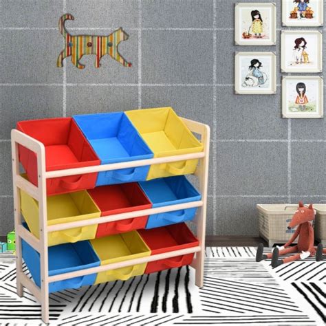 Wood Frame Organizer Toy Storage Shelf with 9 Removable Bins for Playroom Drawing Room, 1 - Ralphs