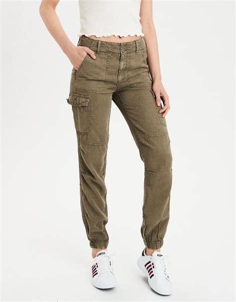 AE High-Waisted Cargo Jogger Pant, Olive | American Eagle Outfitters | Cargo joggers, Women ...