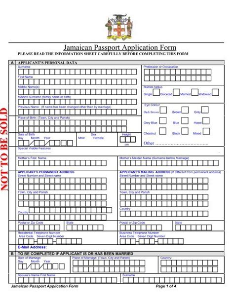 Jamaica Passport Application Form