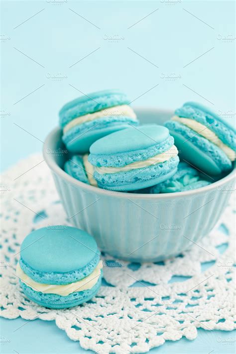 Light blue macarons | High-Quality Food Images ~ Creative Market