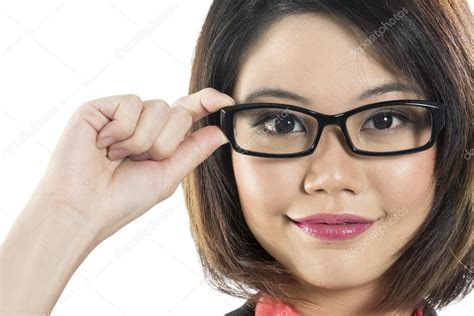 Close-up of young Chinese Woman wearing glasses — Stock Photo © sjenner13 #16898181