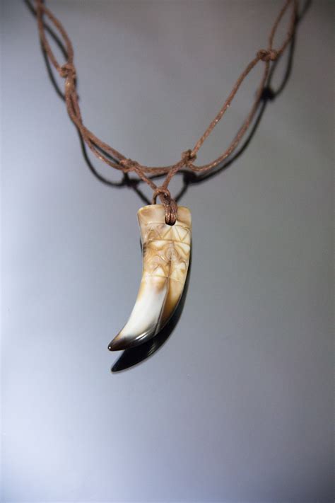 Tooth Necklace, Faux Fang Tribal Lion Teeth Jewelry, Wild Amulet ...