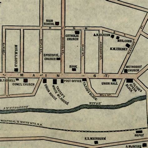 Littleton New Hampshire city plan c.1880's detailed charming scarce color map: (1880) Map ...